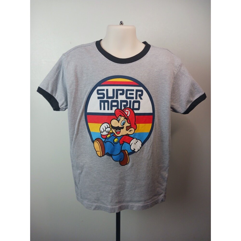 Super Mario Boys Graphic Ringer T-Shirt, Short Sleeve - Size Small (S)